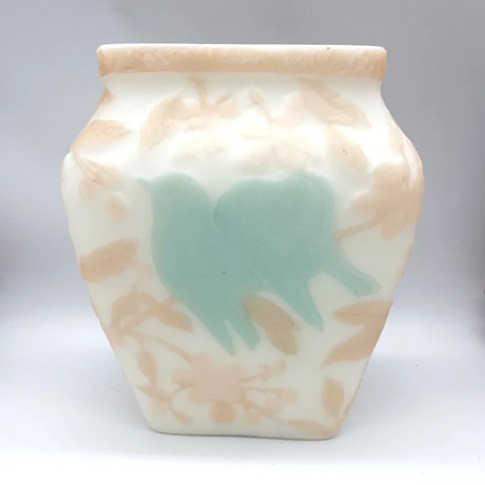 Consolidated Phoenix Glass Love Birdsl Satin Vase Art Deco 1 of 2
